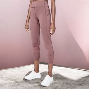 Lululemon In Movement Crop‎ Everlux Leggings Size 10 Dusty Mauve High Rise